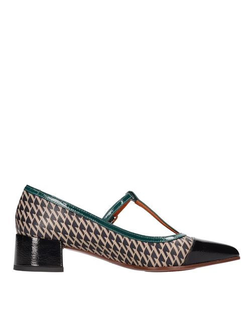 JENU model décolleté in leather with geometric pattern CHIE MIHARA | JENU45BIANCO-NERO